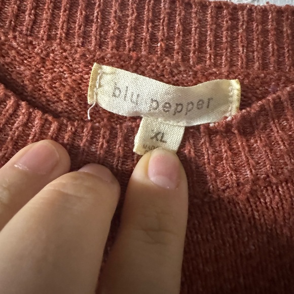Blu Pepper Rust and Cream Striped Sweater - Picture 3 of 3